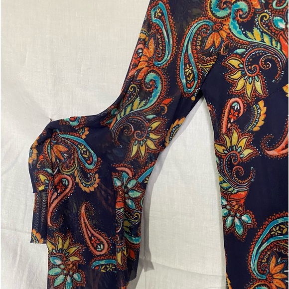 ❤️ SHEER RAFFLES LONG SLEEVE DRESS by: JAMIE & LAYLA - Picture 2 of 6